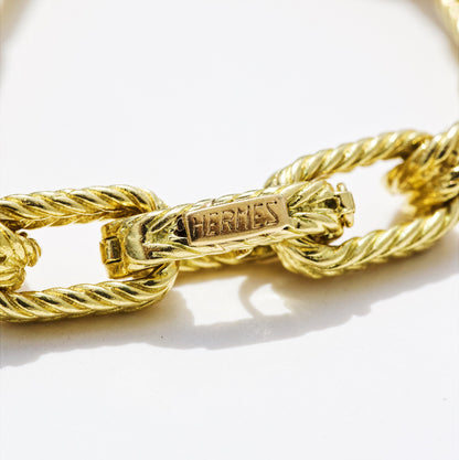 Vintage HERMES Woven Bracelet 18K YG