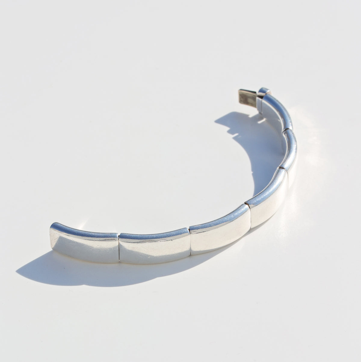HERMES Round Plate Silver Bracelet