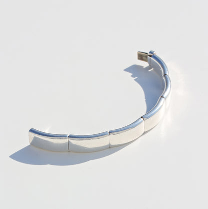 HERMES Round Plate Silver Bracelet