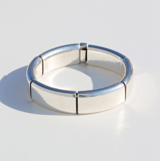 HERMES Round Plate Silver Bracelet