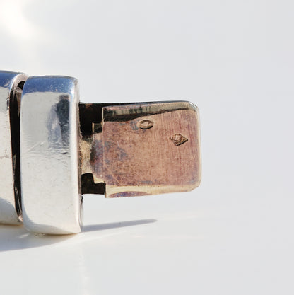 HERMES Round Plate Silver Bracelet
